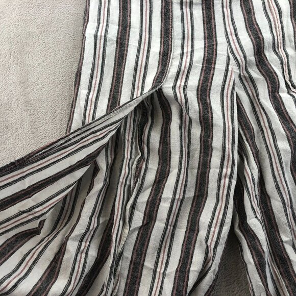 Maurices Womens Pants Medium Striped Wide-Leg Linen Blend Pull On Casual Travel - Picture 8 of 12